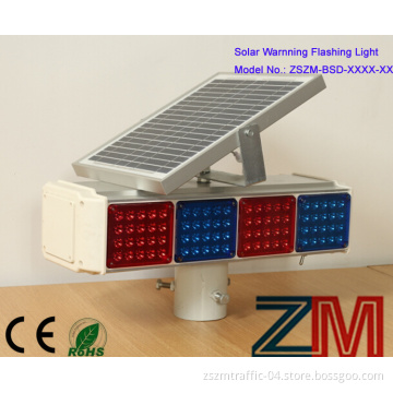 Solar Red&Blue Two Sides Flashing Traffic Warning Light/ Solar Warning Light